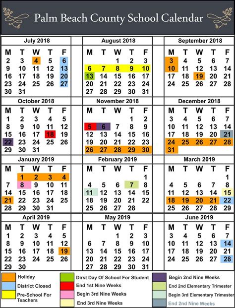 Palm Beach County Schools Calendar Image 1