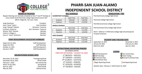 Pharr ISD Calendar Structure