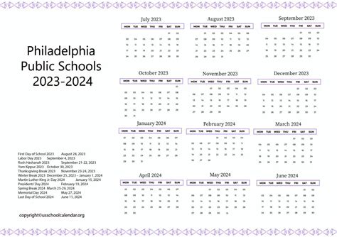 Philly Public Schools Calendar