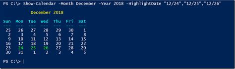 PowerShell Calendar Commands