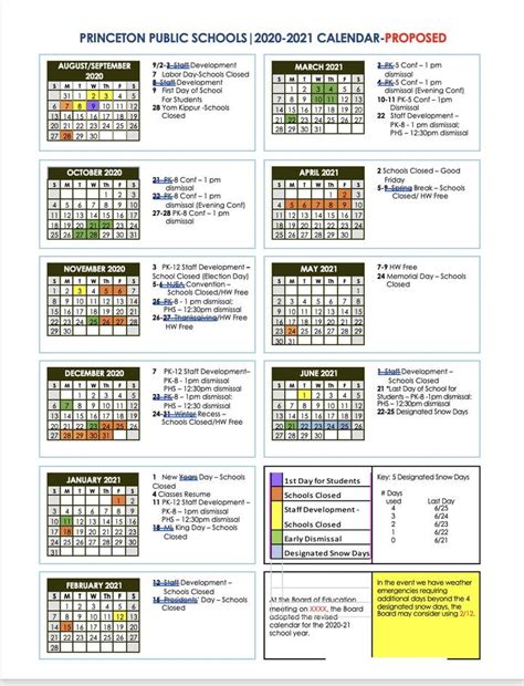 Princeton High School Calendar Tips