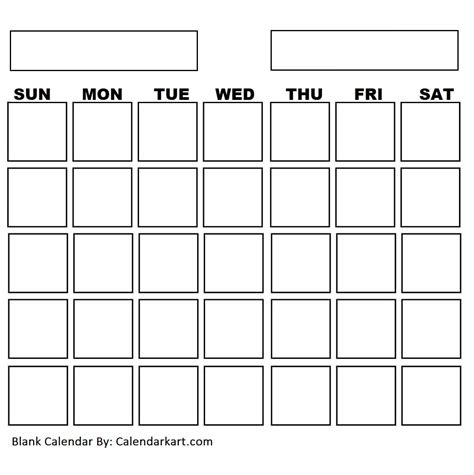 Printable Blank Calendar Template