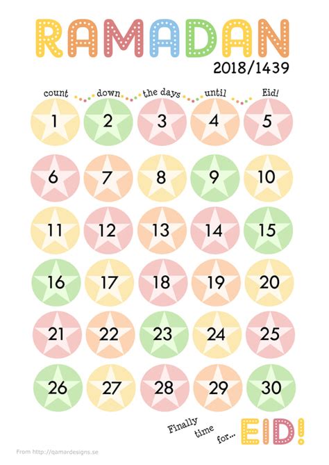 Printable Ramadan Calendar Templates