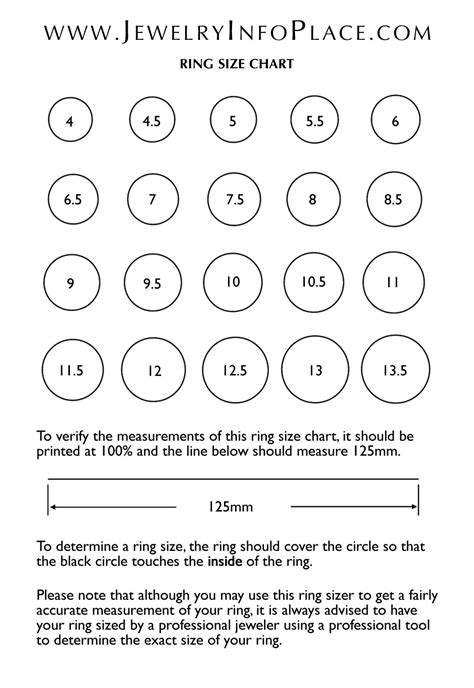 Printable Ring Size Chart Guide for Different Countries