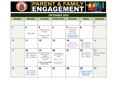 QPS Calendar Parent Engagement