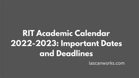 RIT Academic Calendar Campus Resources