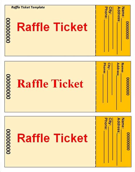 Raffle Ticket Printable Template Examples