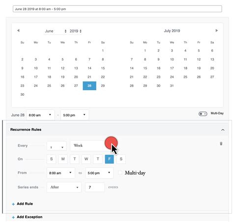 Recurring Events in Google Calendar