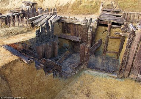 A photo of the remains in the trench