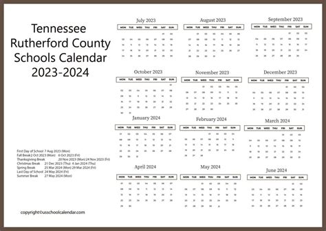 Rutherford County Schools Calendar Tn