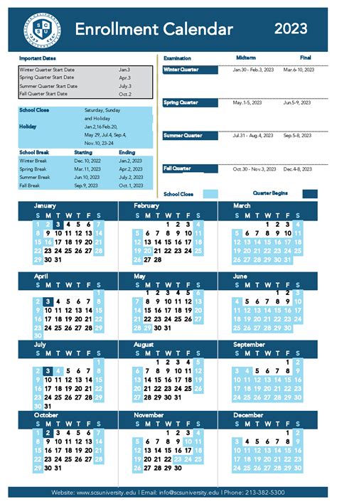 SCSU Academic Calendar