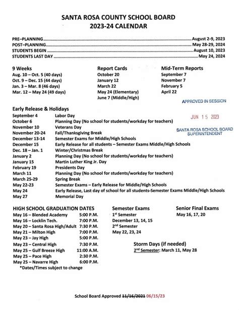 Santa Rosa Schools Calendar Image 6