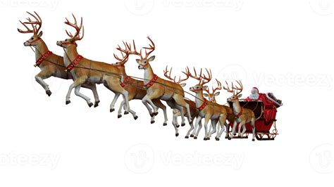 Santa's Sleigh and Reindeer at Night