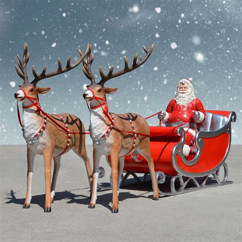 Santa's Sleigh and Reindeer in the Snow