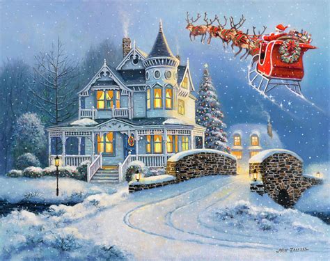 A close-up illustration of Santa's magical sleigh in flight