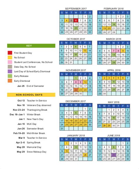 School Calendar Examples