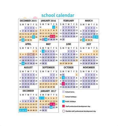 School Calendar Layout