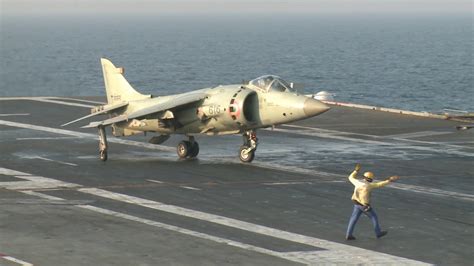 Sea Harrier landing on an aircraft carrier