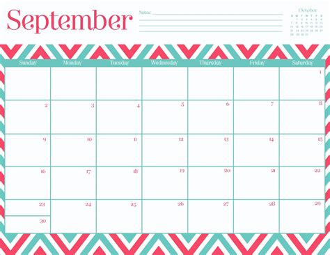 September Printable Calendar Planner