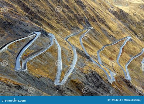 A winding road with a serpentine shape