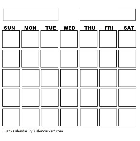 Simple Blank Calendar Template