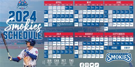 Smokies Baseball Schedule Calendar