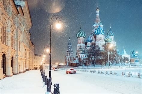 A snowy street in Russia