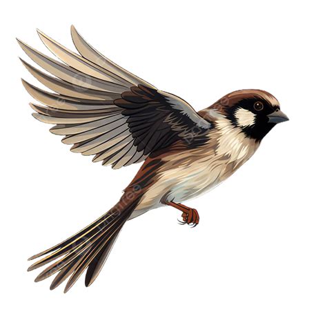 Sparrow in flight, showcasing its endurance