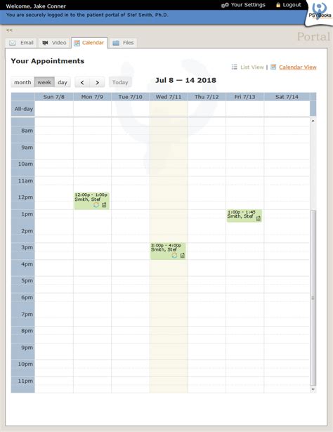 Staff Portal Calendar Interface