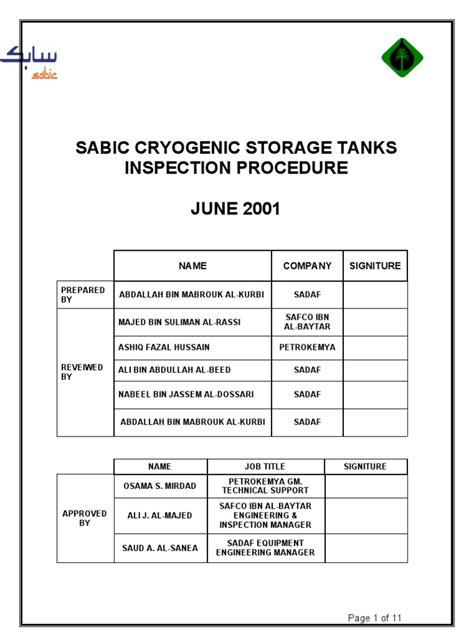 Tank Inspection Process