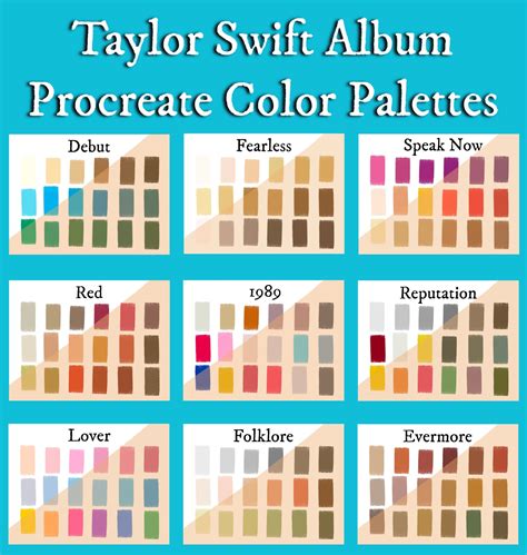 Taylor Swift Album Color Palette Inspiration