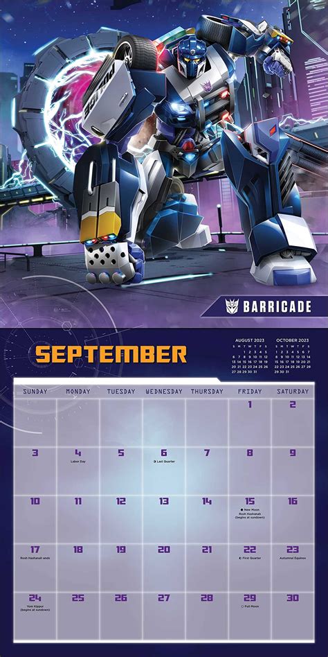 Transformers Calendar Ideas