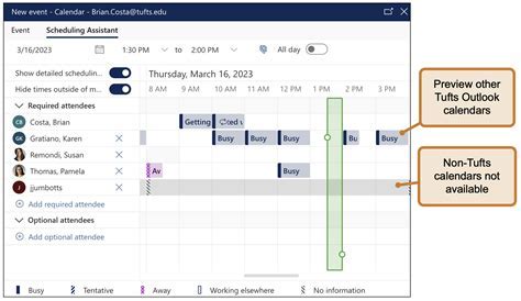 Description of Tufts Calendar View