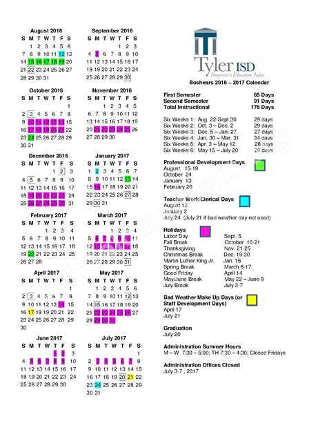 Tyler ISD Calendar Image 2