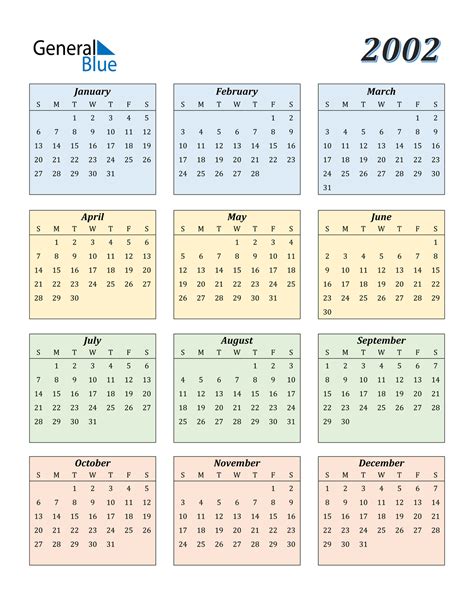 Types of 2002 Calendars