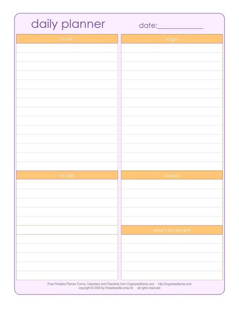 Types of Free Printable Planner Templates