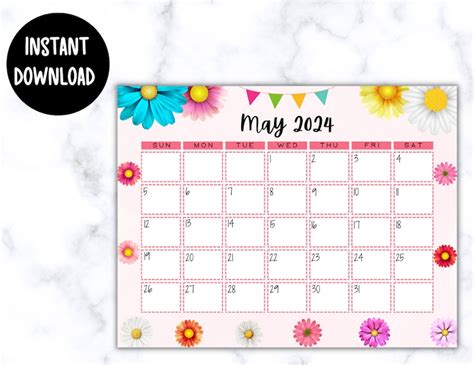 Types of Printable May Calendars Example 7