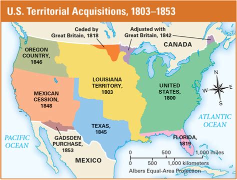 US Territorial Acquisitions Map Pre-1860