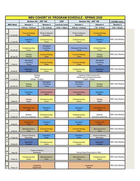 USC Event Schedule