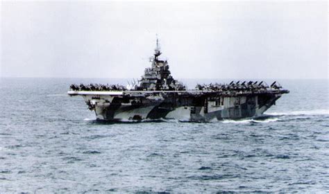 USS Hornet CV-12 Anchored at Sea