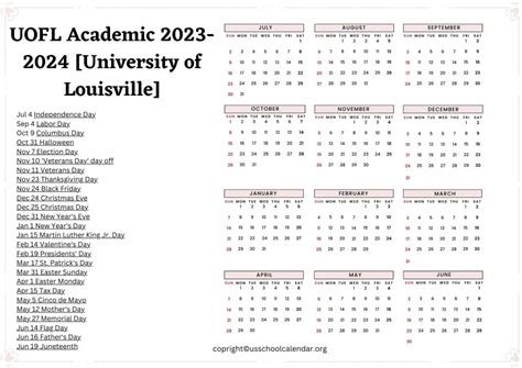 University Of Louisville Academic Calendar Key Dates