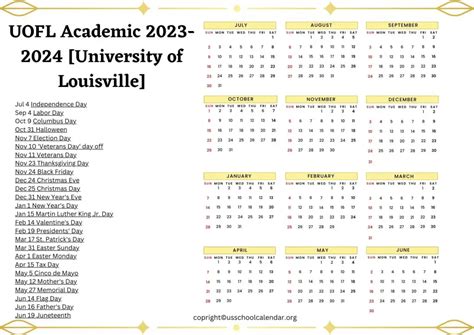 UofL Academic Calendar Image 1