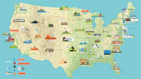 US Map with Landmarks