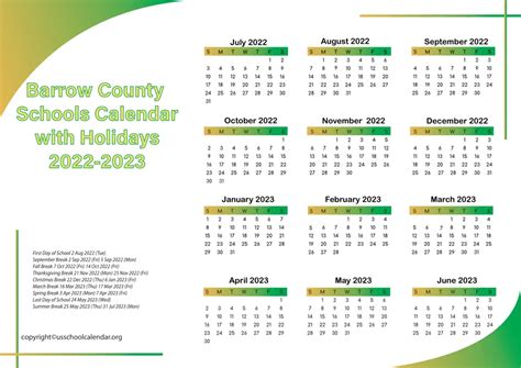 Using Barrow County Schools Calendar to Plan Ahead