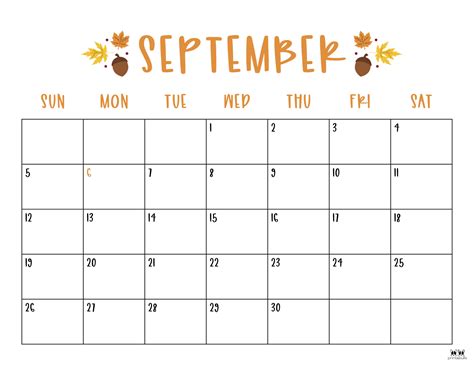 Using September Printable Calendar