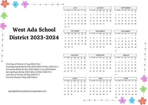 Using the West Ada School District Calendar