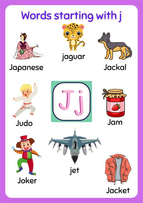 Vocabulary building with J and F words