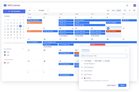 WPS Calendar Collaboration