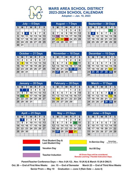 WSSD Calendar Overview