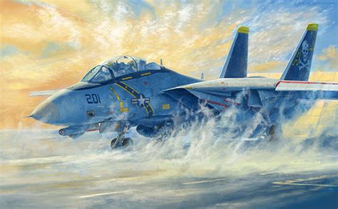 Watercolor-Style F-14 Tomcat Tattoo Design